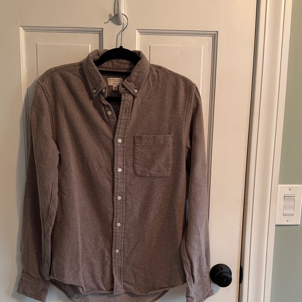 Club Monaco Taupe Casual Button-Down Shirt